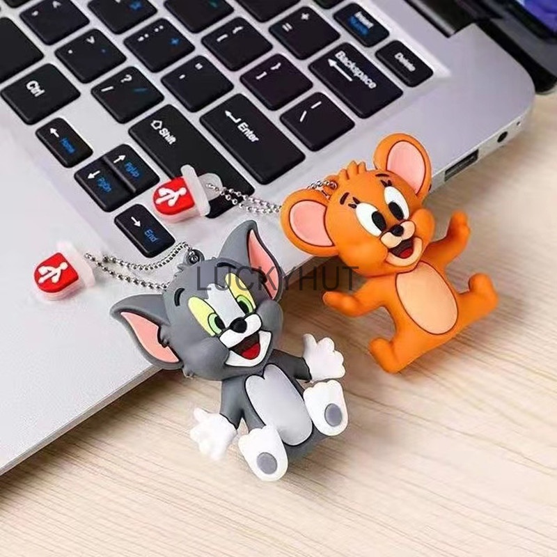 Pendrive USB 128GB 1GB 8GB 16GB 32GB 64GB Tom 1TB 2TB Desain Kartun Kucing Dan Mouse