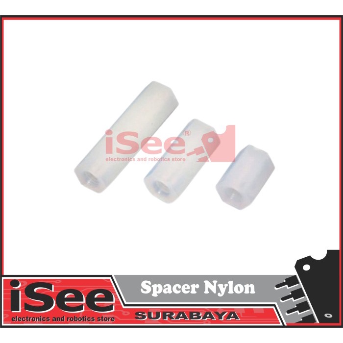 Spacer Nylon F-F Plastik Penyangga Dudukan PCB M3 50mm 50 mm 5cm - Putih