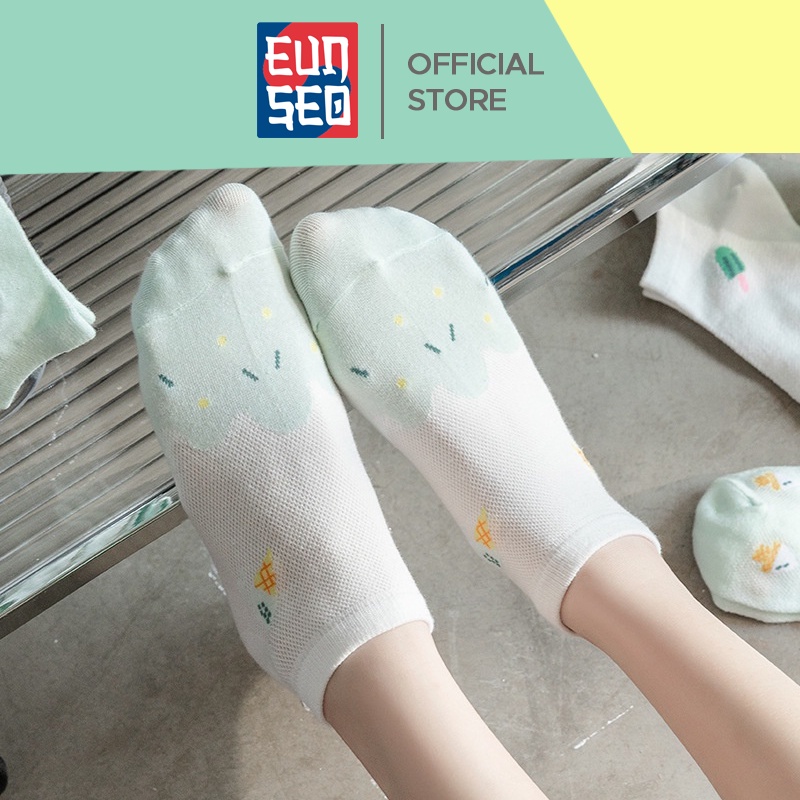 Kaos Kaki Semata Kaki Pendek Wanita Motif Ice Cream Fashion Korea Kaos Kaki Pendek Premium EUNSEO