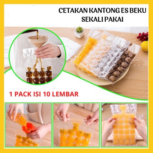 Kantong Plastik Cetakan Es Batu 24 Cube Sekali Pakai Disposable Ice Bag Isi 10pcs