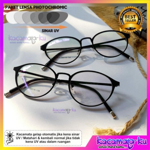 Kacamata Minus Wanita Photocromic Oval Kacamata-KU BISA COD