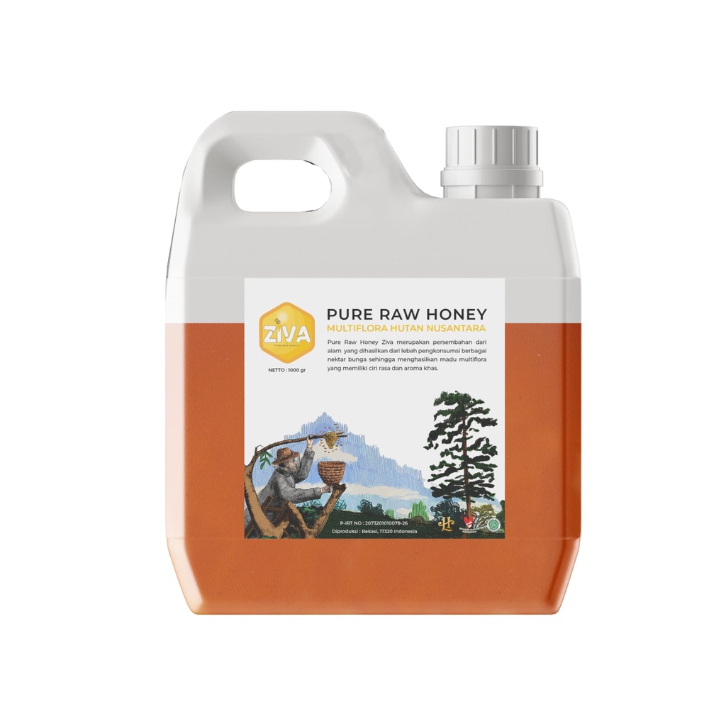 Madu Ziva Pure Raw Honey Gratis Emas Mini Gold - Madu Asli 100% Tanpa Campuran Murni Original Dari Lebah Hutan Multiflora Nusantara Kualitas Super Terbaik Dan Bagus Untuk Kesehatan