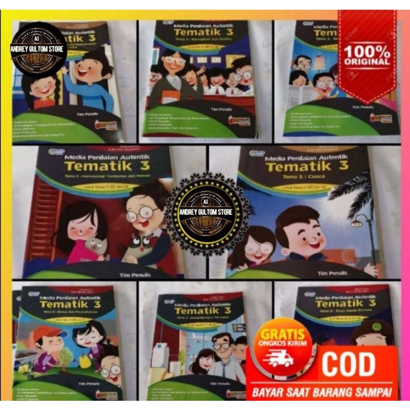 MEDIA PENILAIAN AUTENTIK TEMATIK SD KELAS 3 TEMA 1 2 3 4 5 6 7 8 / MEDIAPENA / MP Tematik / Media Pe