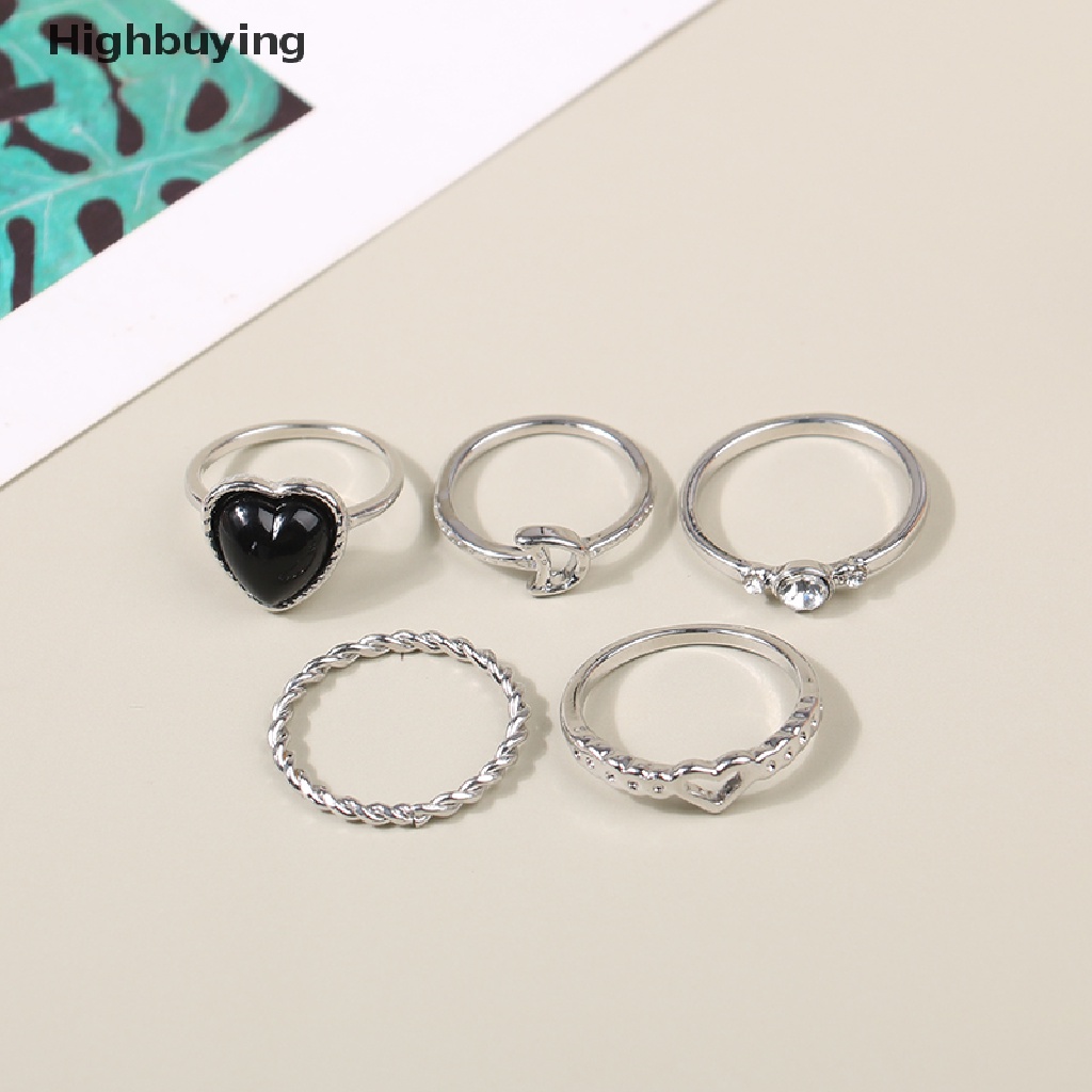 5pcs / Set Cincin Knuckle Bentuk Hati Untuk Wanita Glory