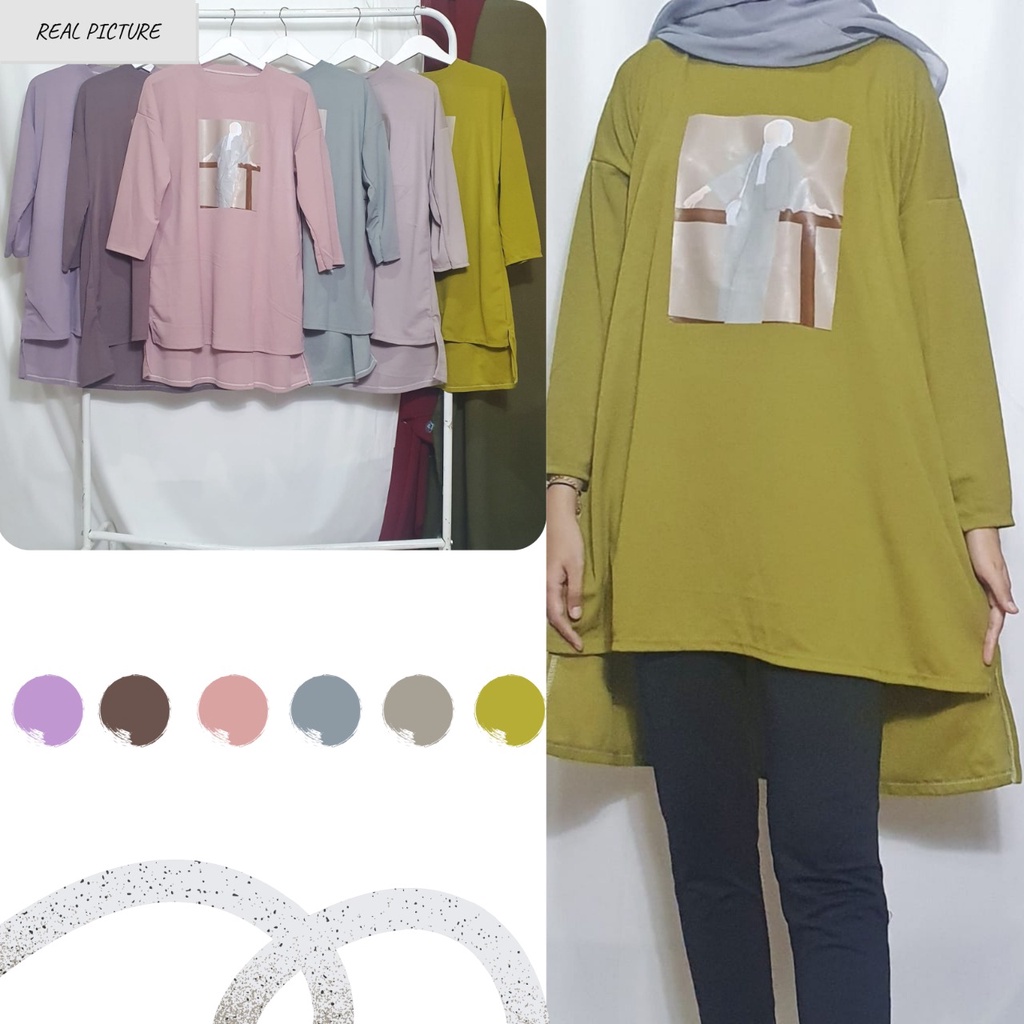 Dailythings Tunik Oversize Alia Viral Ukuran Fit L sampai XXL LD 118cm PB 73cm