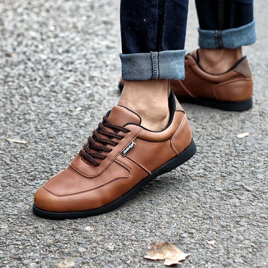 COD Sepatu Kasual Sneakers Pria Kulit Pu Asli Cowok Men Lokal Ori Original Footwear Shoes Sepatu Kasual Kerja Kantor kuliah Kondangan Fashion Gaya Casual Santai Keren Kekinian Trandy