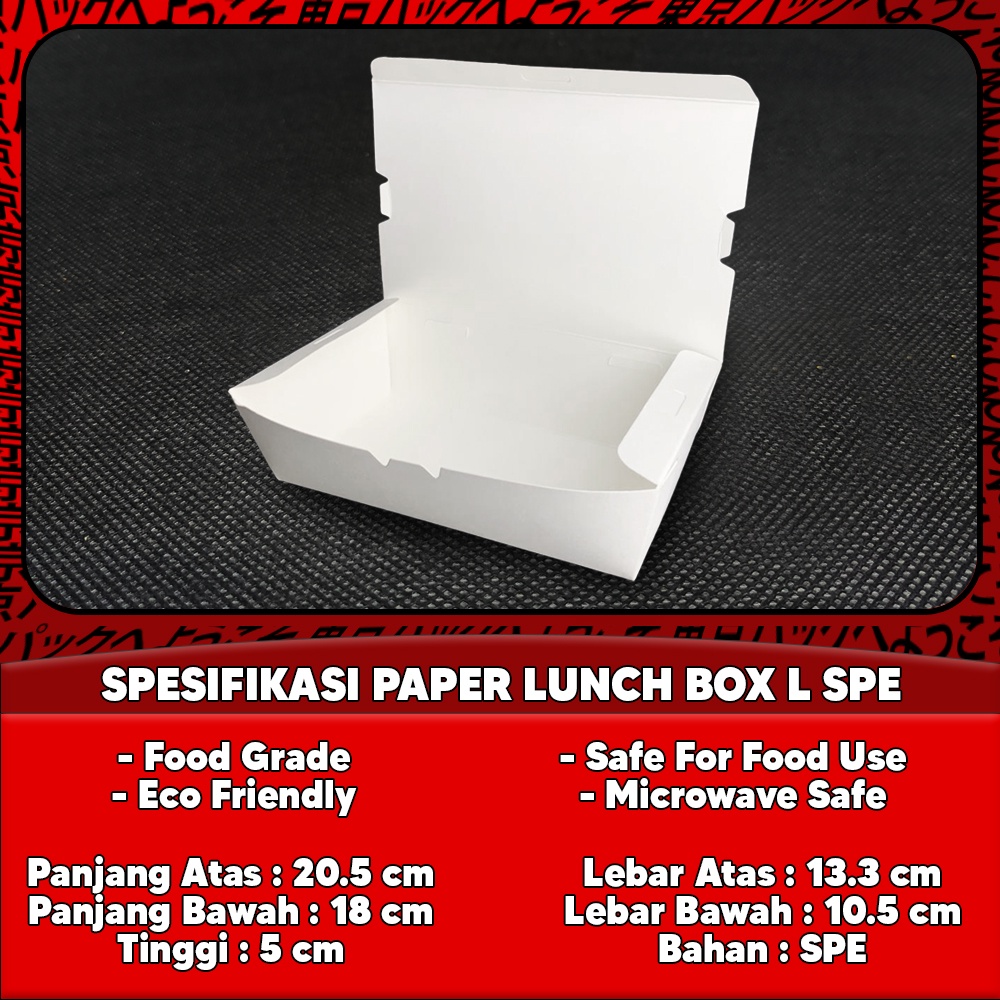 Paper Lunch Box Size L Food Grade Kemasan Makanan Kotak Putih