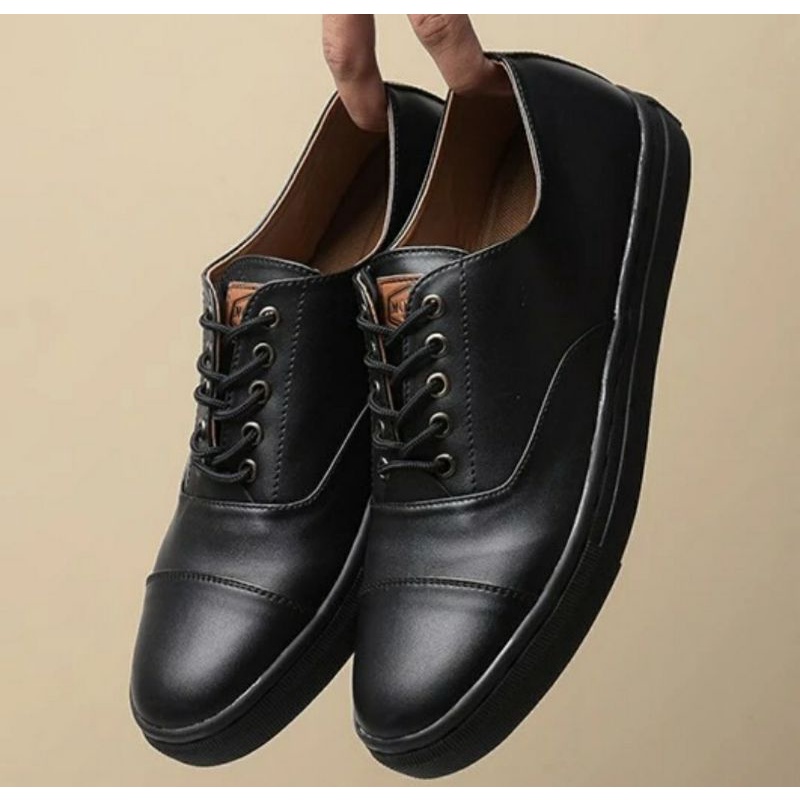 Sepatu Kerja 01.XFullBlack Pantofel Tali OVERSIZE 43.48 Sepatu Kerja Formal Pria Ukuran Besar Bule LUAR Negri Hitam, 44