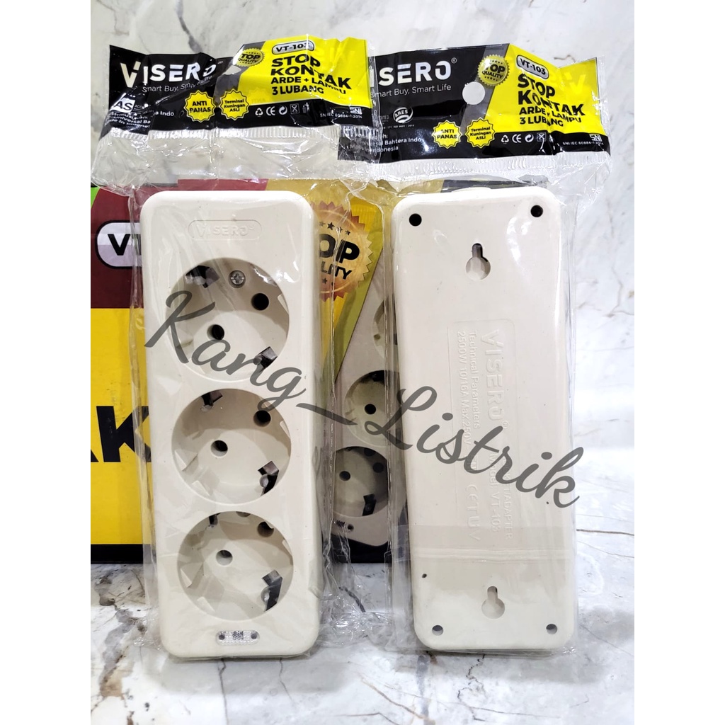 Stop Kontak 3 Lubang + Lampu Visero VT-103 / Stop Kontak Arde 3Lubang + Lampu VT103