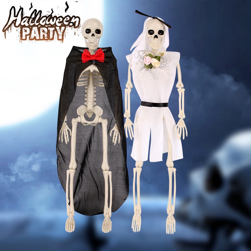 1 Set Simulasi Kerangka Tubuh Manusia Bahan Plastik Dapat Bergerak Untuk Dekorasi Halloween