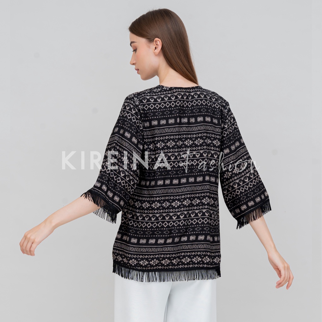 Cardigan Bohemian Rumbai Cardigan Rumbai Tribal Cardigan Cetak Bohemian Katun Rayon Viscose | Kireina Fashion