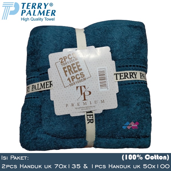Handuk Mandi Terry Palmer Premium Polos Paket Isi 3 (2pcs uk 70x135 cm dan 1pcs uk 50x100 cm) / Handuk Mandi Besar &amp; Travel 1 Set