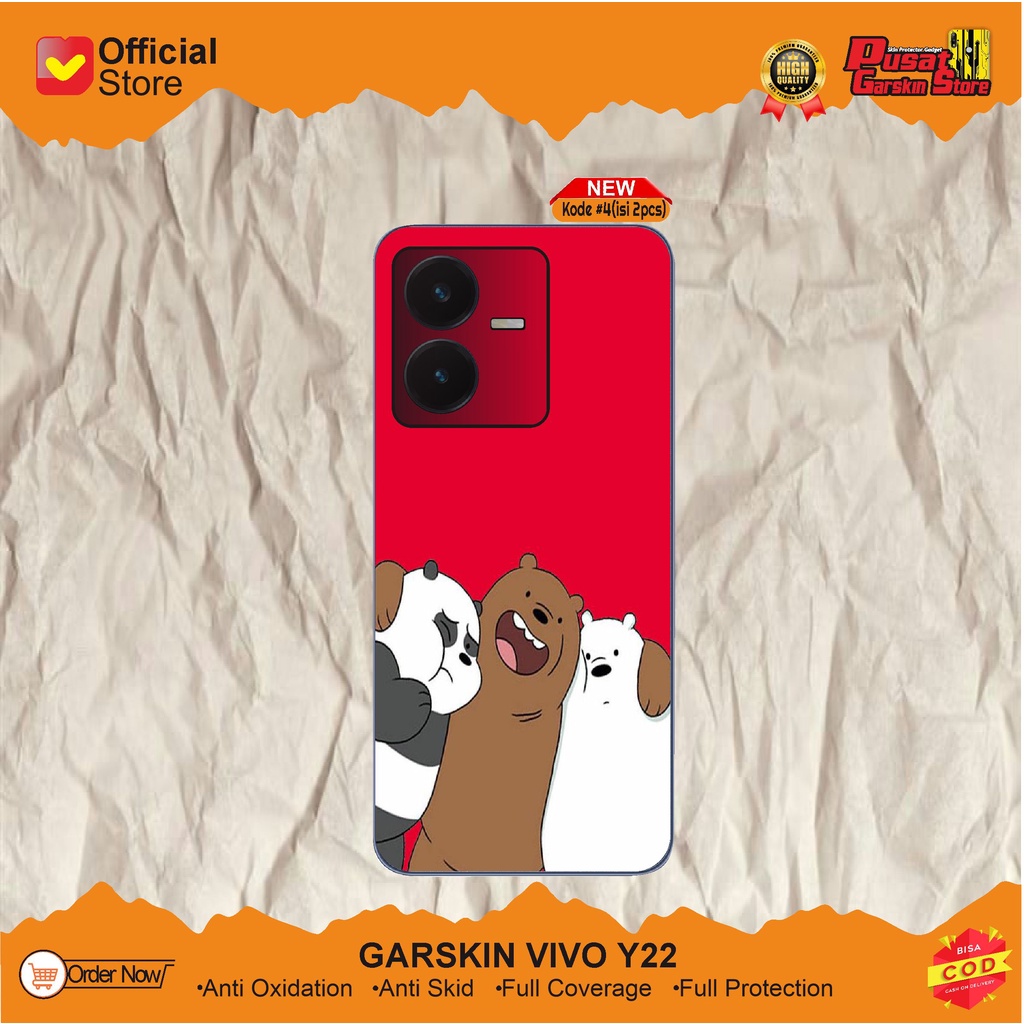 Vivo Y22 Garskin Gadget Premium Motif Bear(Isi 2pcs)