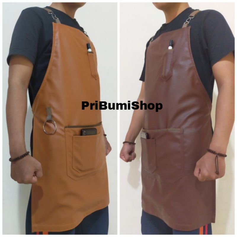 Apron Barista Kulit Celemek Kulit Chef - Barber Super Asli Garut