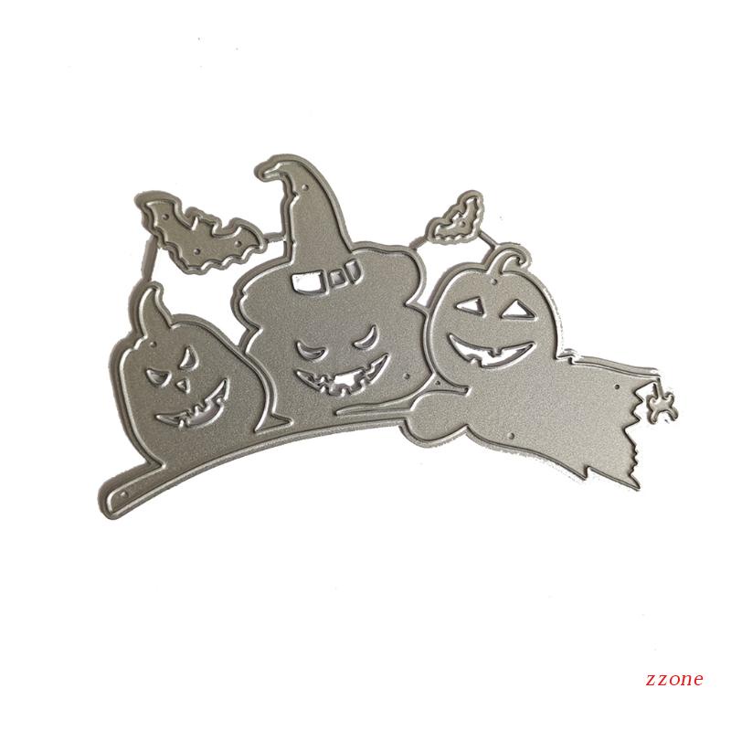 Cetakan Stensil Cutting Dies Motif Labu Halloween Bahan Metal Untuk Scrapbook / Craft DIY