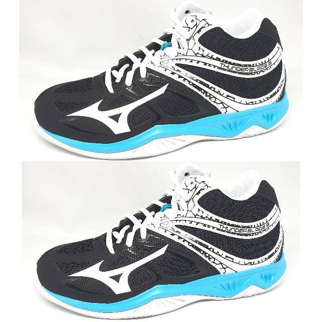 Sepatu volley mizuno Thunderblade 2 low black white blue atoll original new