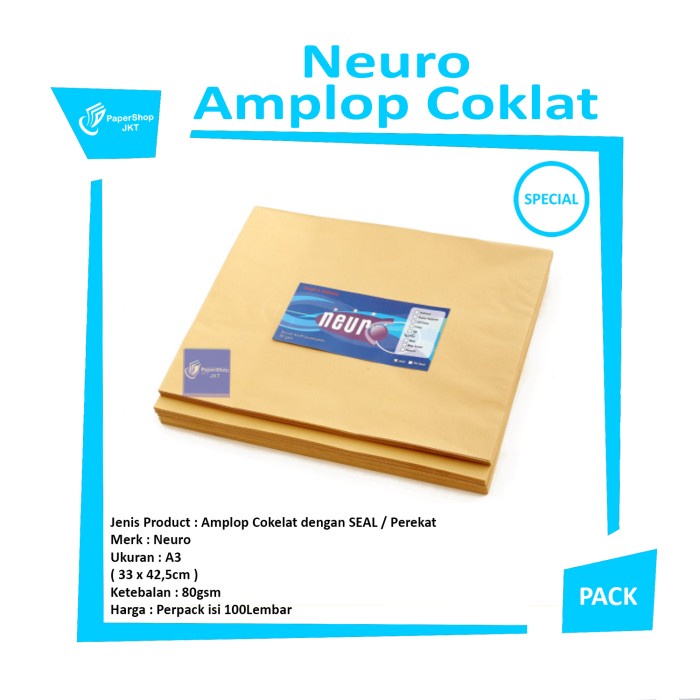 

Letter [Pesanan Khusus] Amplop Coklat Ukuran A3 Neuro ( 33 X 42,5 Cm ) Seal