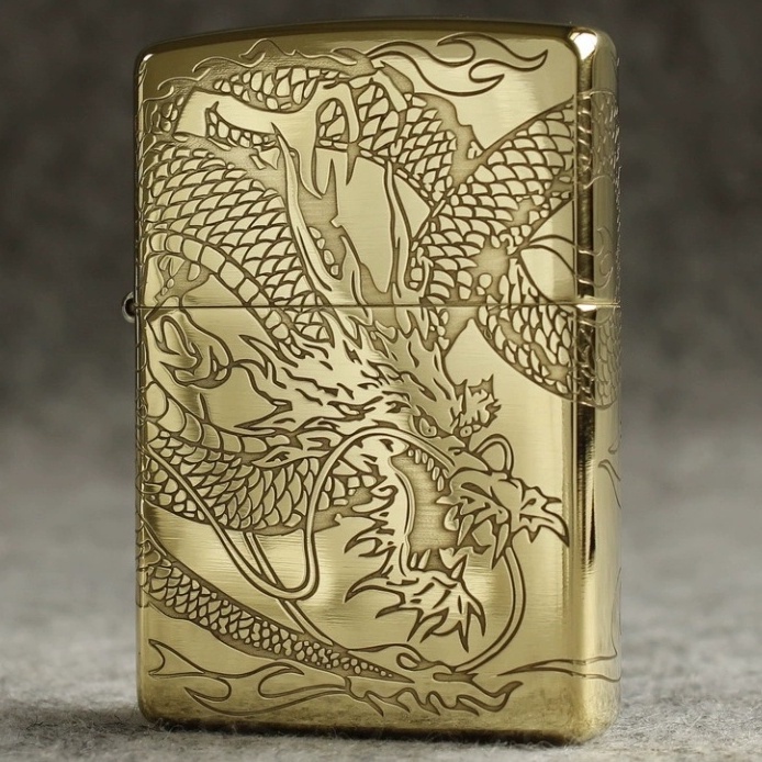 Korek Api Zippo Gold Grafir Naga / Dragon 3962-11 High Premium