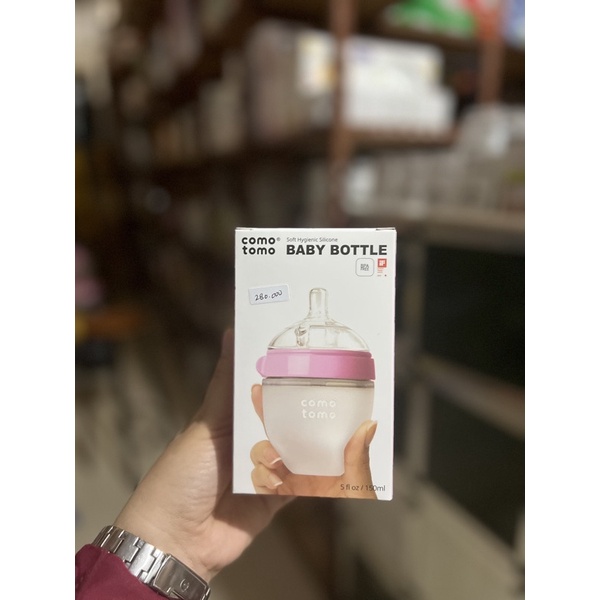 COMOTOMO PINK/GREEN 150ML SINGLE PACK BOTTLE - botol comotomo | dot bayi