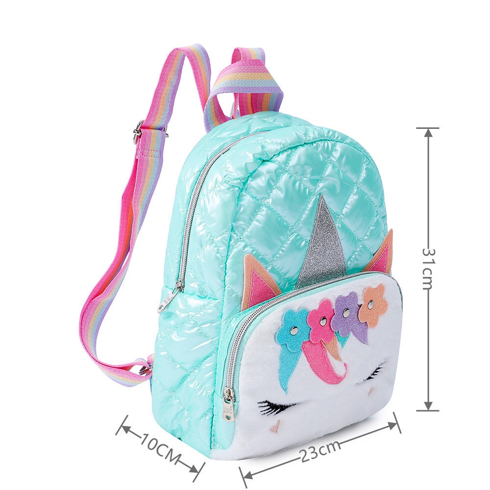 Tas ransel unicorn metalik bulu TU082 anak perempuan paud sd backpack sekolah