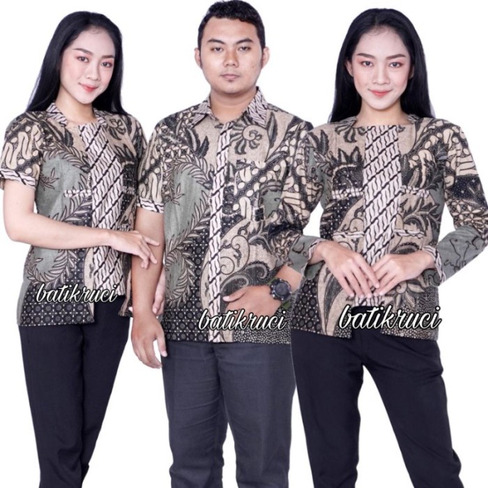 Couple Batik Batik Couple Modern Hem Pria Wanita Lengan Panjang Dan Lengan Pendek