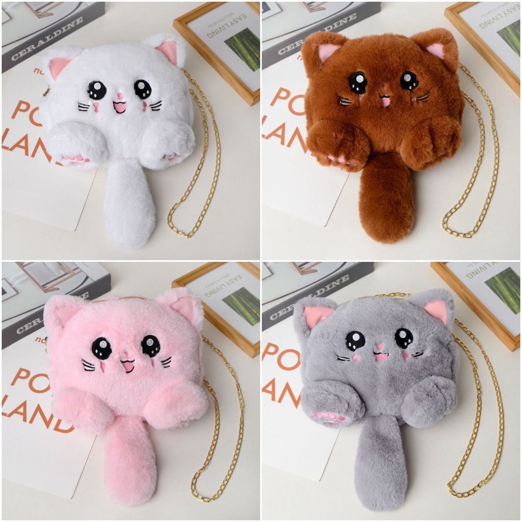 FLASH SALE 7.7 - TAS SELEMPANG BAHU WANITA DAN ANAK MOTIF BONEKA BULU-BULU TEDDY BEAR