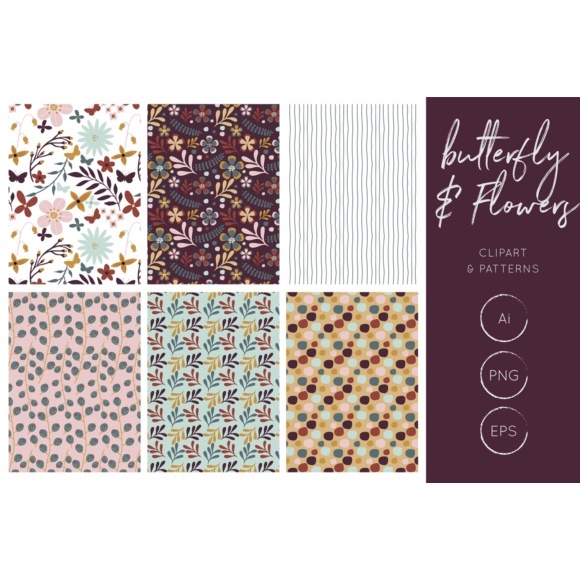 Butterfly Flowers Clipart And Patterns