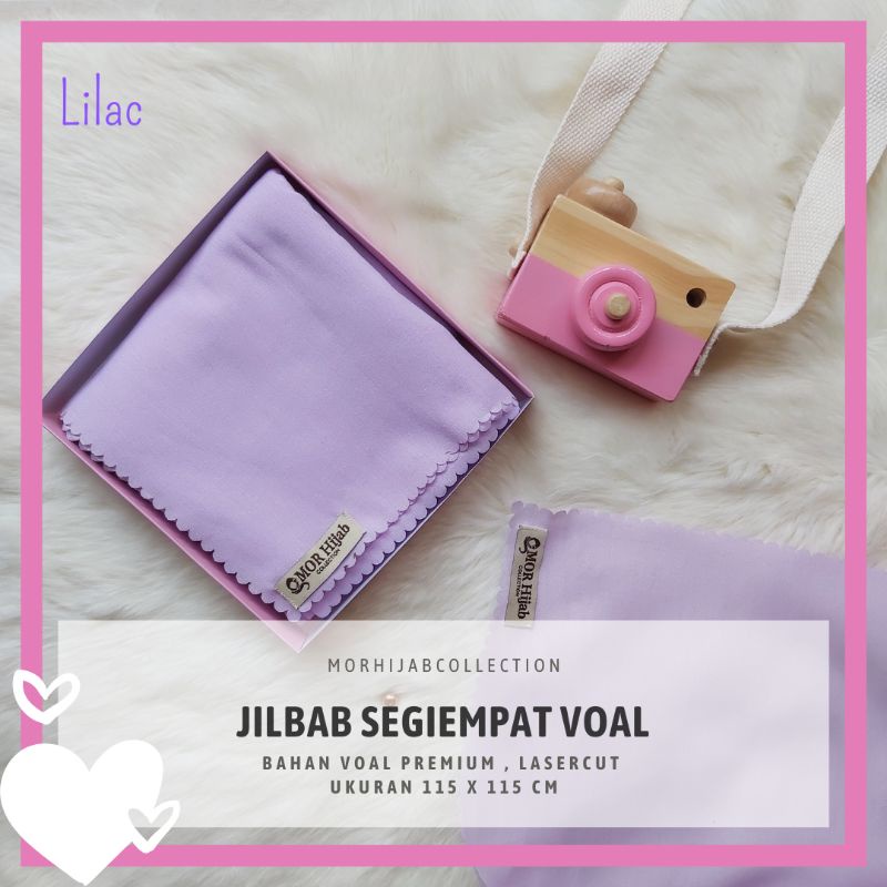 MOR Hijab - Jilbab Segiempat Voal Premium LaserCut Polos Hijab Warna Ungu