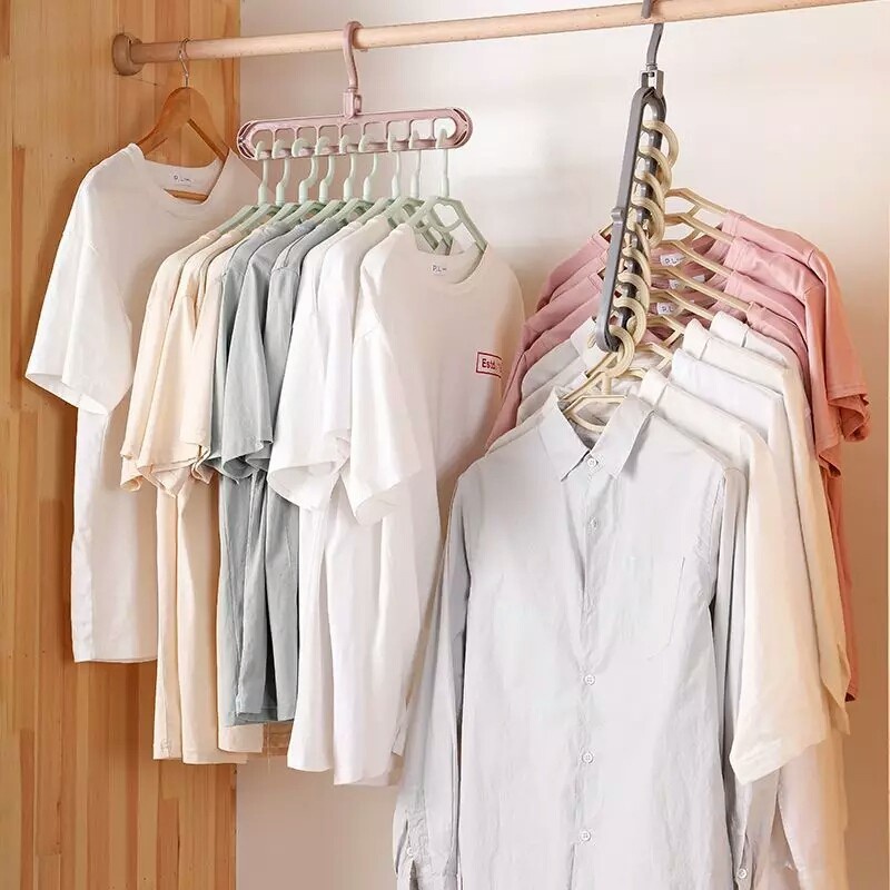 `ღ´ PHINKL `ღ´ Hanger gantungan baju 9 in 1 hemat tempat lemari gantung untuk jemuran baju kaos