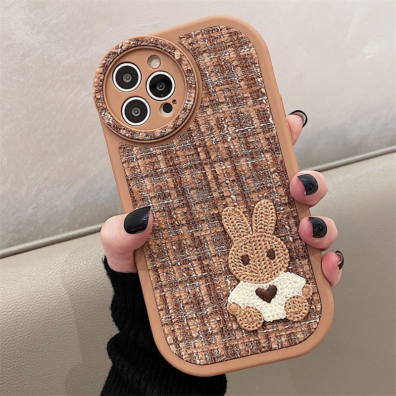 Case Desain Kelinci Bahan flannelette Untuk IPhone 12 13 14 11 Pro Max X Xs Max Xr gftrl