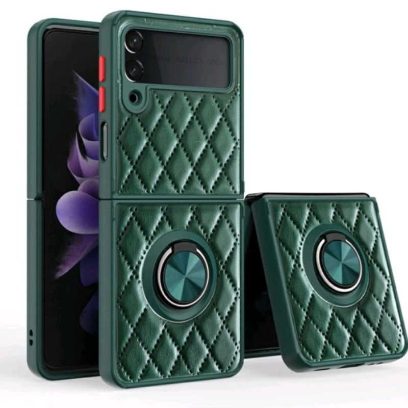 Samsung Z FLIP 3 Casing Flipcase Bahan Kulit Prisma With Ring Standing