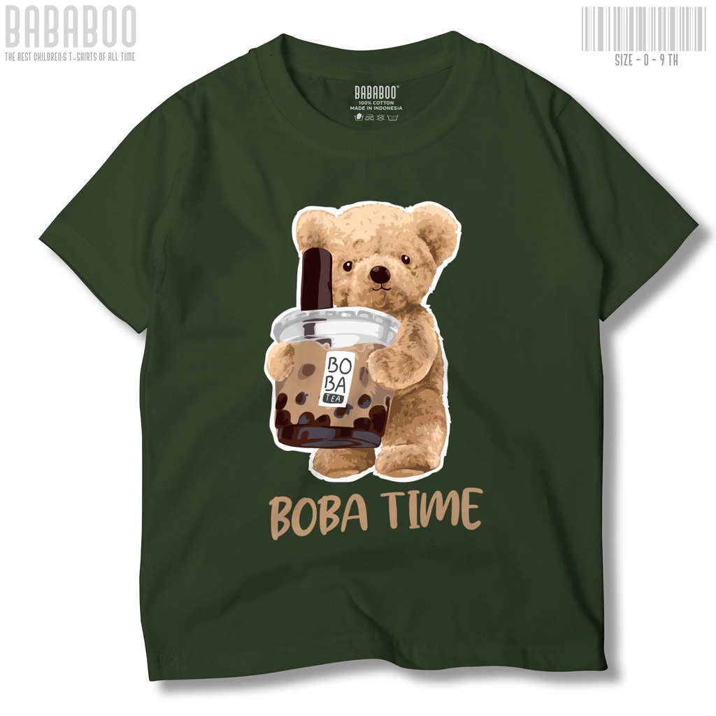 Bababoo Kaos Distro Anak Gambar Boneka Beruang Teddy Bear Boba Time - Baju Anak 0-10 Tahun Cewek dan