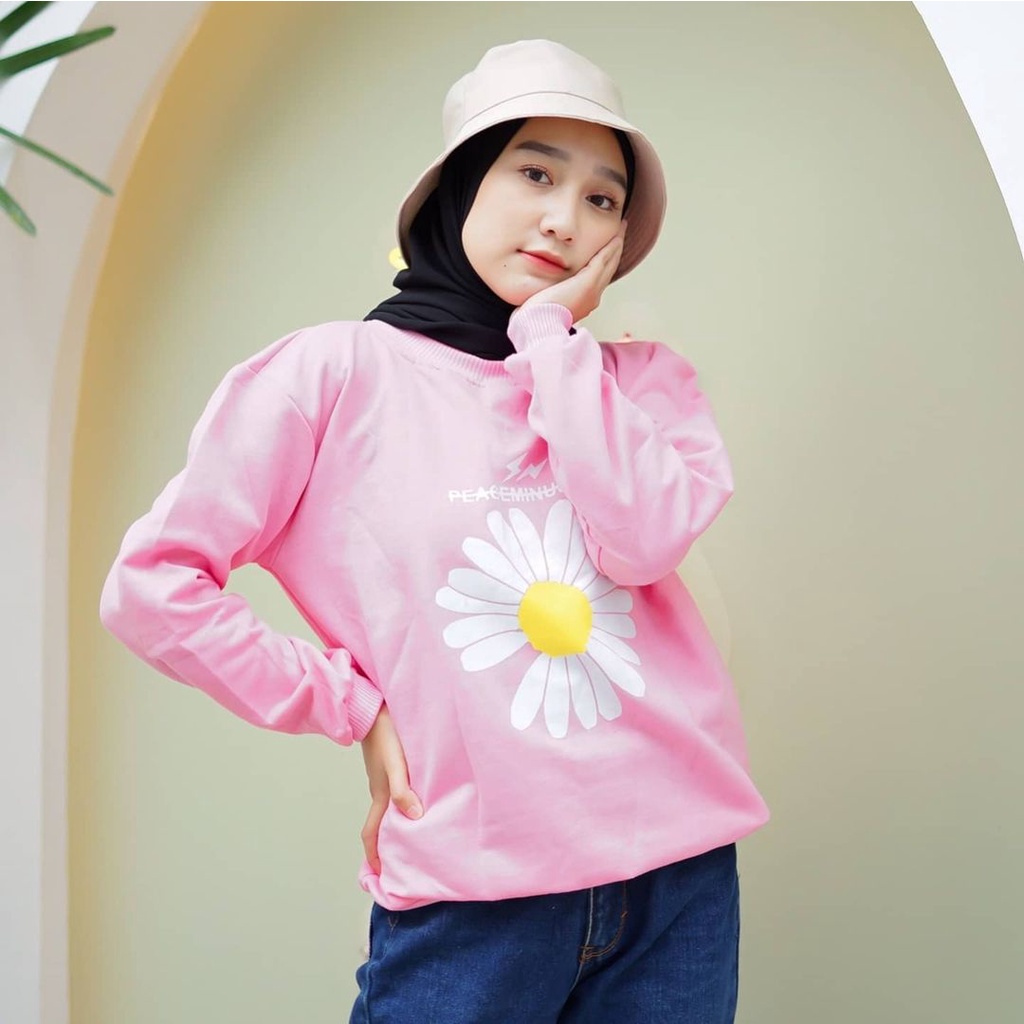 ONE DAISY BIG SUN FLOWER CRAWNECK // SWEATER WANITA TRENDY #OD