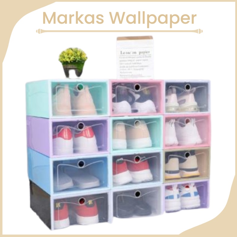 Kotak Sepatu Tempat Rak Sepatu Transparan Susun Model Laci Plastik Multifungsi