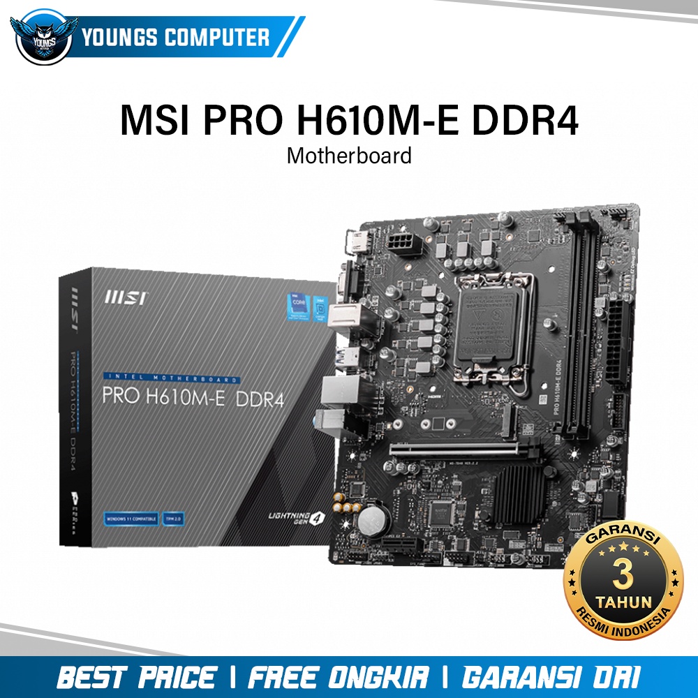 MSI PRO H610M-E DDR4 | Motherboard Intel Gen 12th LGA1700 H610 MATX