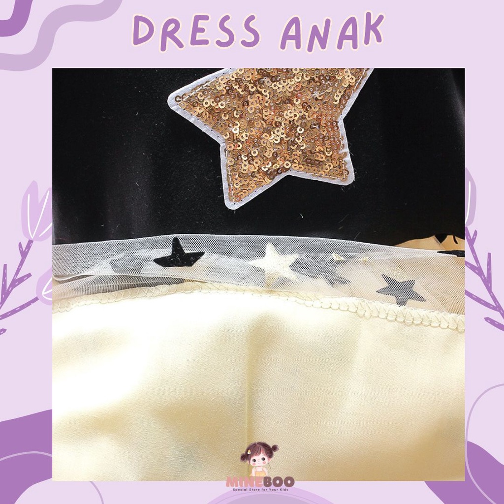 mineboo DRESS BLESSING STAR PDK EBV Anak Perempuan Gliter Star Stella   1 - 7 Tahun