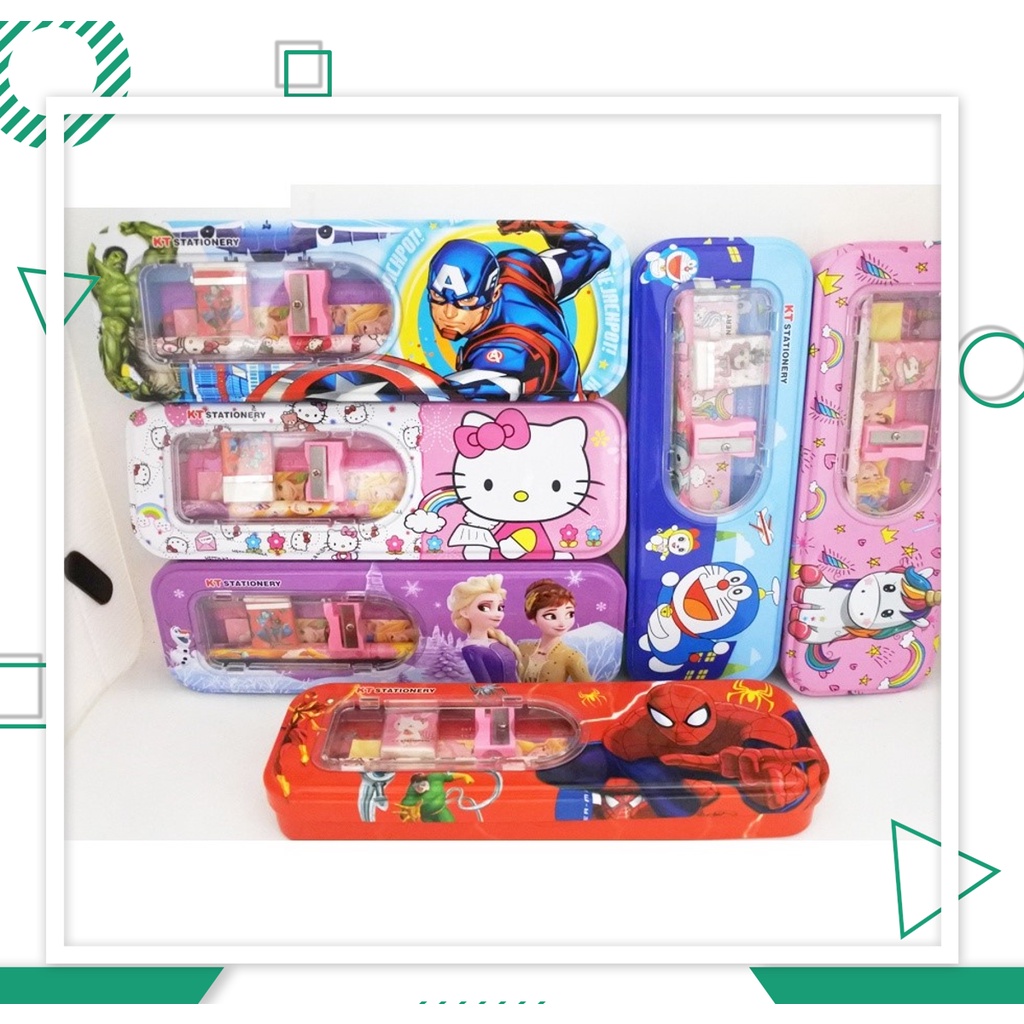 

Tempat Pensil Kaleng / Kotak Pensil Karakter / Motif / Hello Kitty / Frozen / Spiderman / Avengers