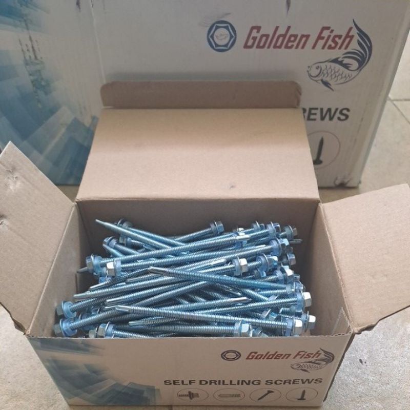 150pcs baut drilling 12x100 GOLDEN FISH, baut galvalum, baut baja ringan