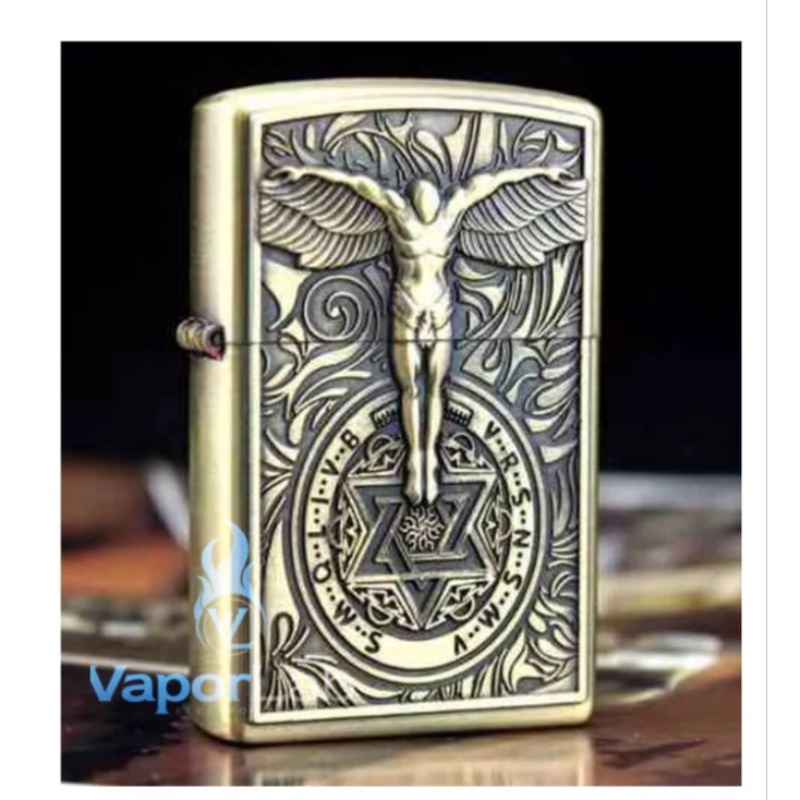 mancis korek api klasik sumbu kapas minyak vintage oil lighter guardian angel