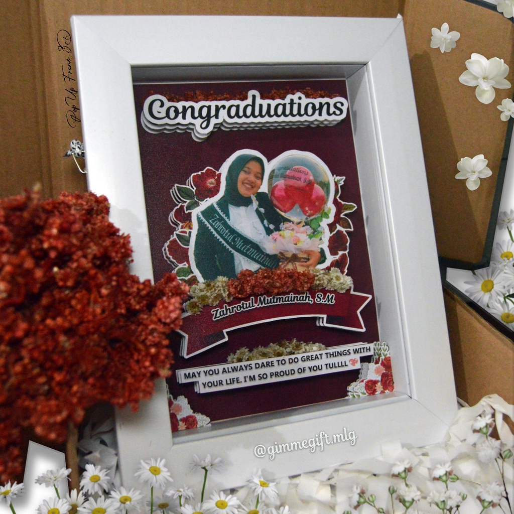 KADO WISUDA ULANG TAHUN CUSTOM DESAIN POP UP FRAME 3D | 5R/10R