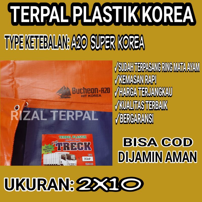Terpal plastik Korea Ukuran 2x10 Type ketebalan A20 Korea cap truk