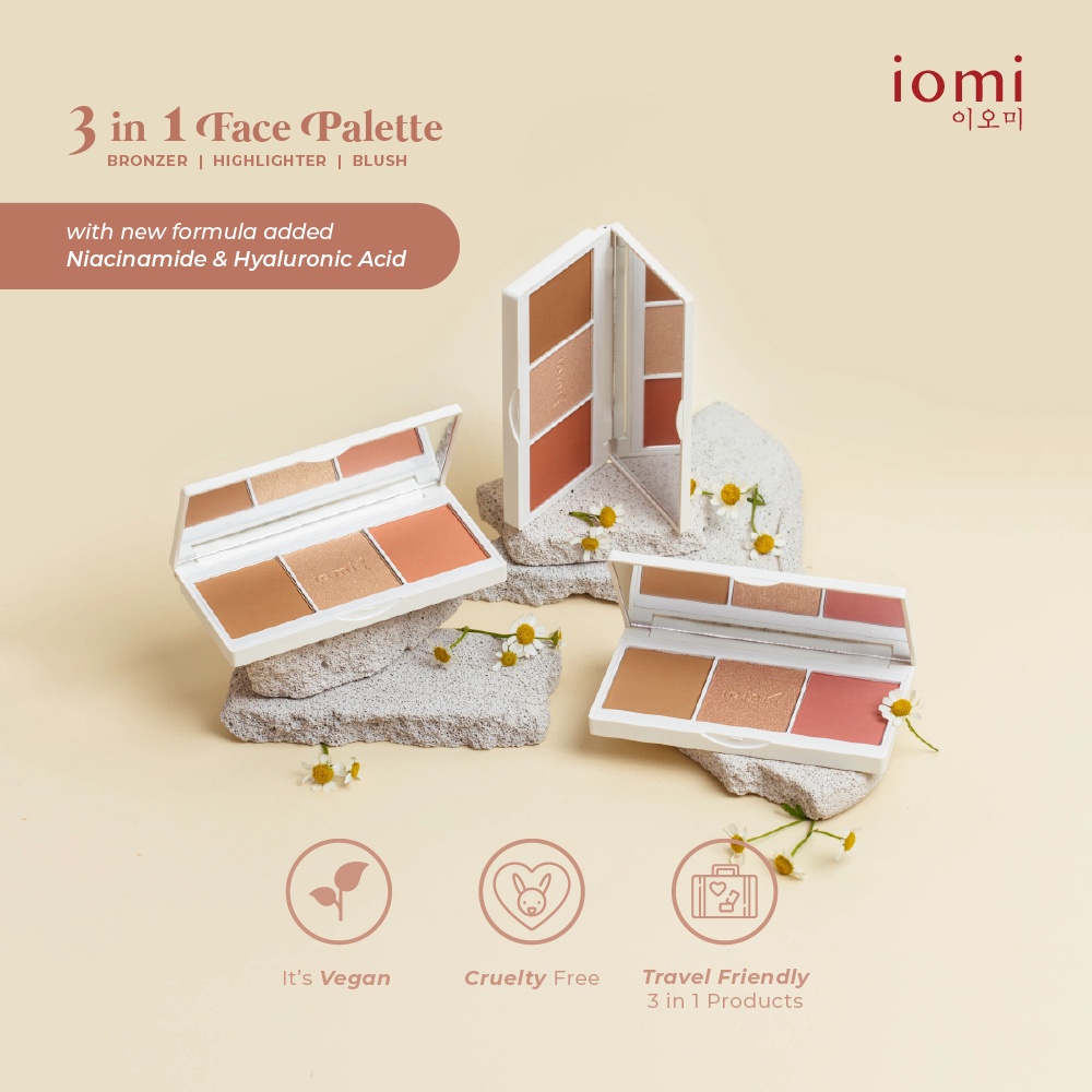 [BEST SELLING] IOMI Beauty - 3 in 1 Face Palette (Bronzer, Highlightter, &amp; Blush) | Pigmented Longlasting Face Palette