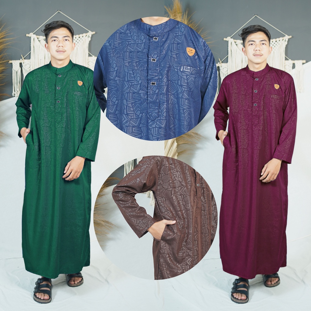 Jual AS-SULTAN / JUBAH PRIA EMBOS MOTIF TERBARU/gamis pria/dengan bahan
