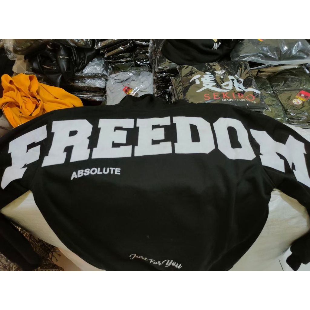 Bayar di tempat (Cod) Sweater Hoodie Freedom Pria Terbaru Black Size M L XL