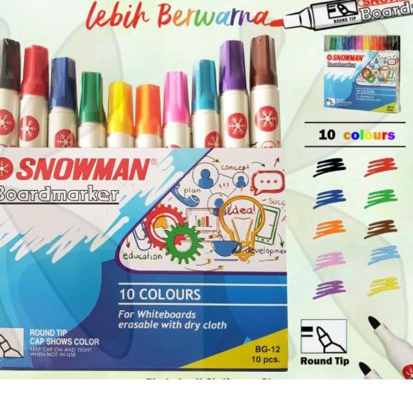 

Miliki Spidol Whiteboard Snowman 10 Warna - Spidol White Board Papan Tulis Snowman SET BG 12 ✓