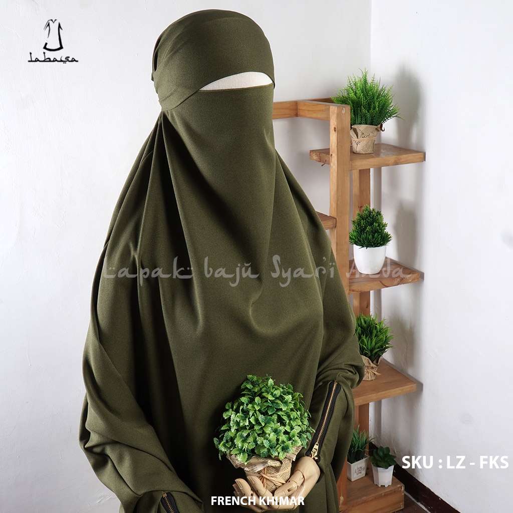 French Khimar Jumbo Square Manset Resleting Kuningan YKK Labasa Ori | French Hijab | Fashion Muslim