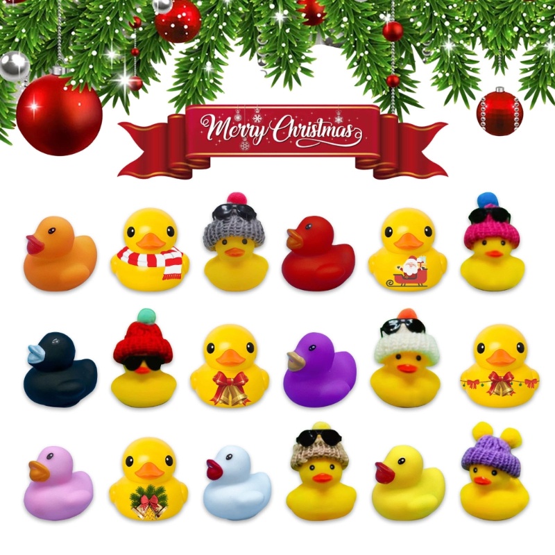 Mainan Kalender Hitung Mundur 24 Kejutan Bentuk Bebek Bahan Karet Untuk Natal Advent