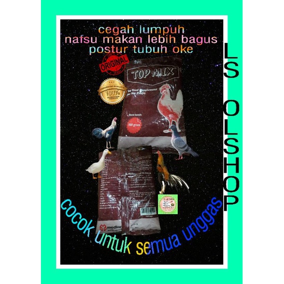 vitamin top mix herbal calcium 500 gr topmix ayam tarung cegah lumpuh saraf kuat