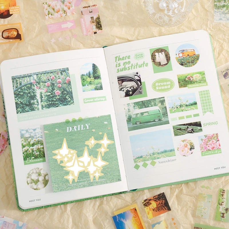 

1pcs PET Sticker The Seasons Flow Stiker Pemandangan Waterproof Deco Bujo Journal Scrapbook
