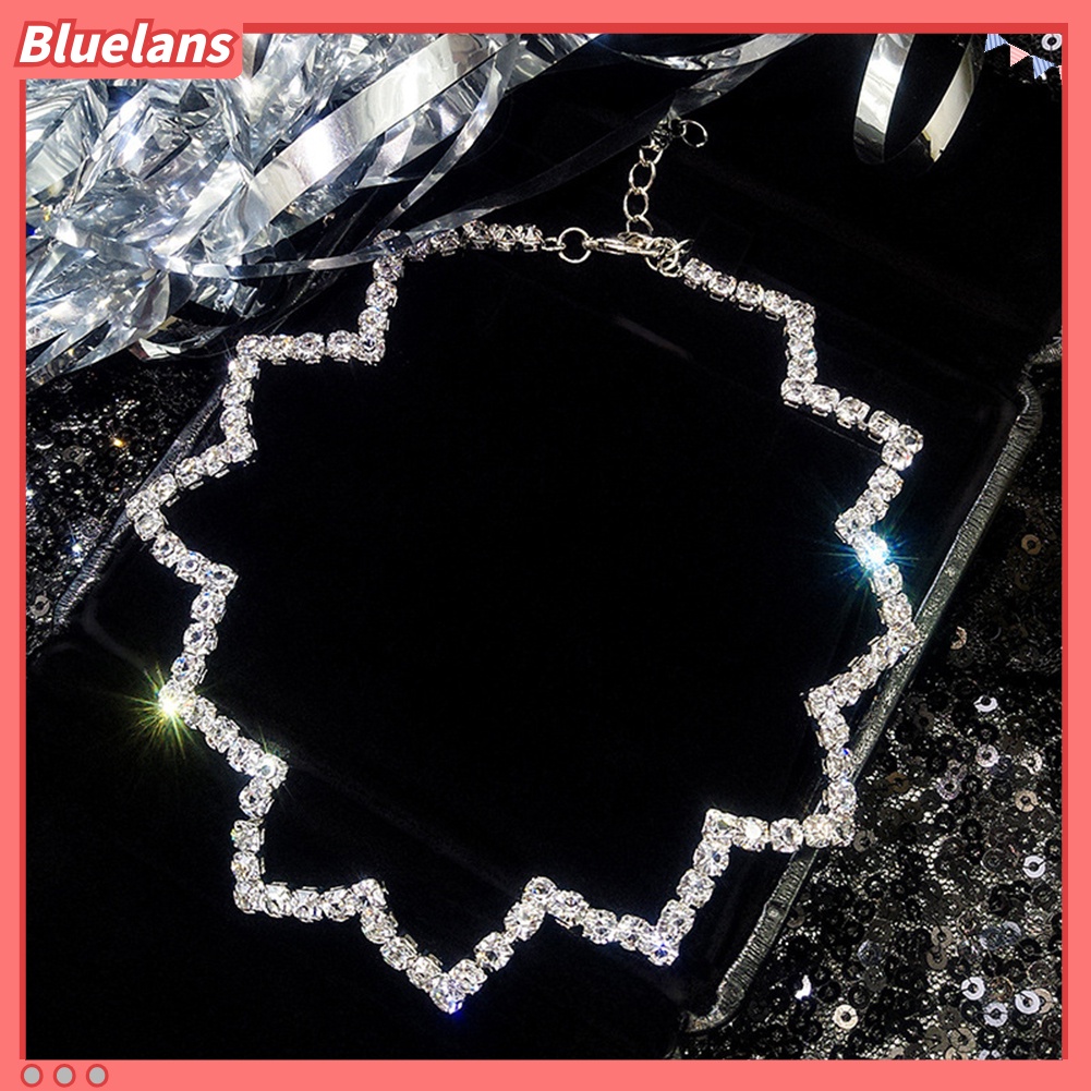 Bluelans Sexy Gothic Wave Choker Necklace Women Cup Chain Shiny Rhinestone Club Jewelry